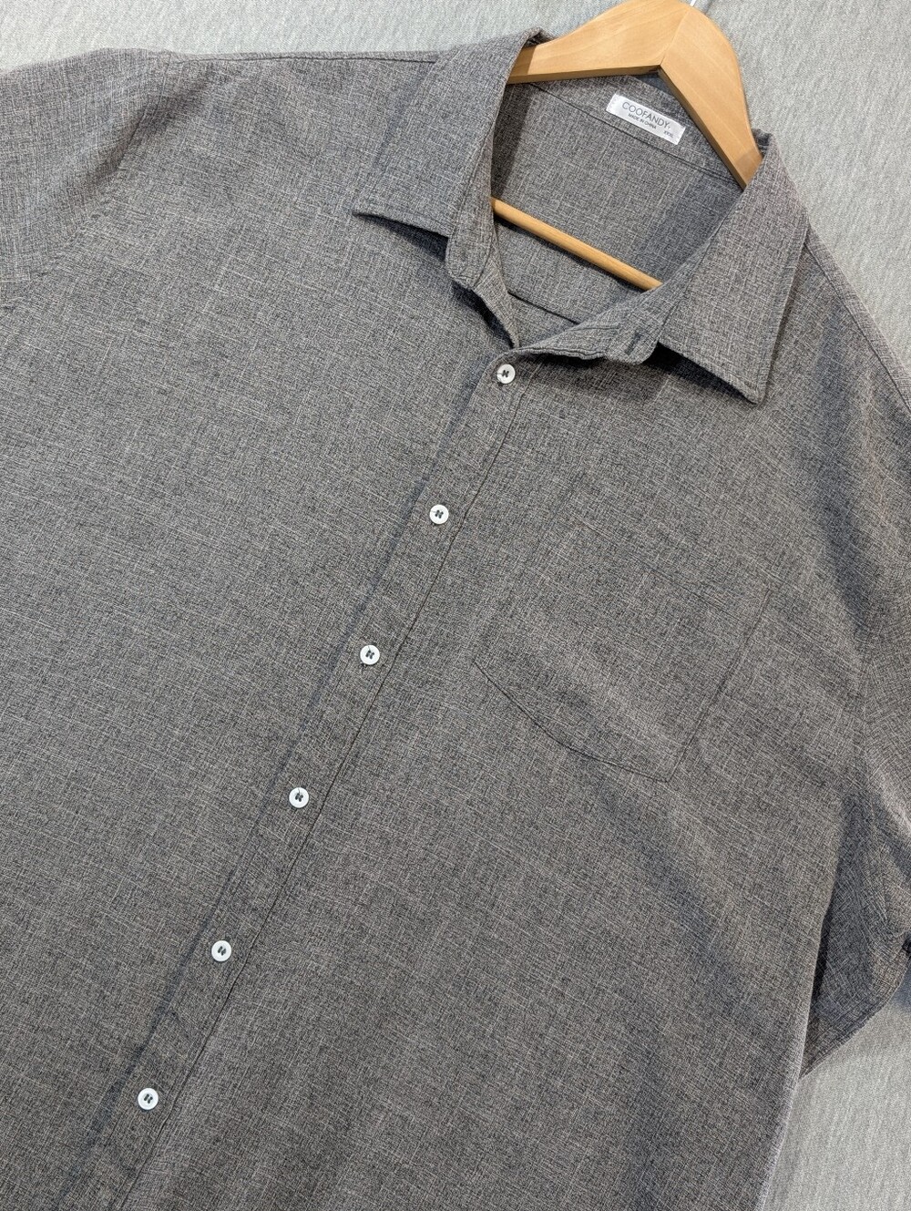 Coofandy Rayon Linen Blend Shirt Men's 3XL Grey Short Sleeve